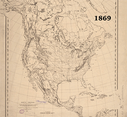 this gif shows the expansion of conserved lands (highlighted in red) under the United States National Park Service from its founding in 1869 to 2020. Observers will note that as Native lands are taken by the U.S., conserved lands grow, and many areas taken from Native communities are exactly the same lands that are now conserved lands.