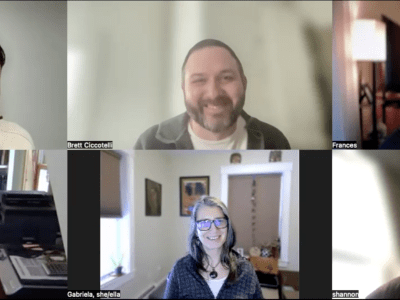 Zoom screenshot shows 6 smiling faces