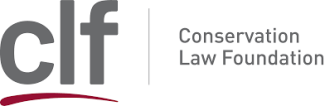 gray CLF with red dash below and name of org to the right